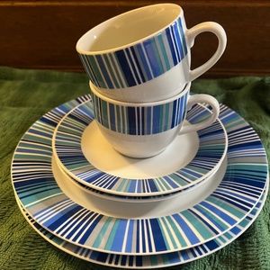 La Vie, Blue,White, Green Dessert Place/Teacup/&Saucer( Purchased in Germany).
